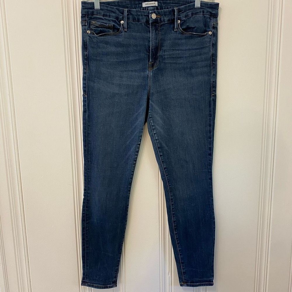 Good American Good Legs High Rise Stretch Blue 089 Jeans. Size 15/33